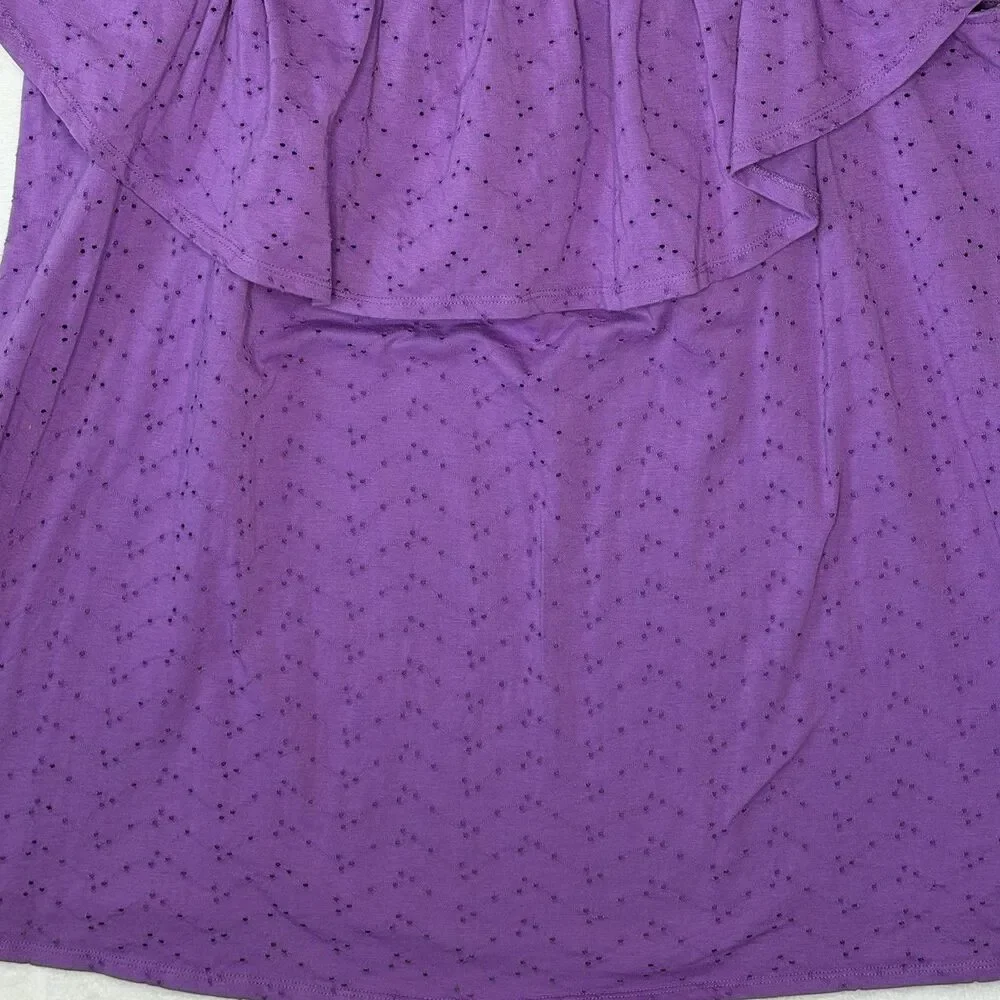 Woman Within Purple Eyelet Off the Shoulder Blouse Top Size 2X 26/28 Feminine